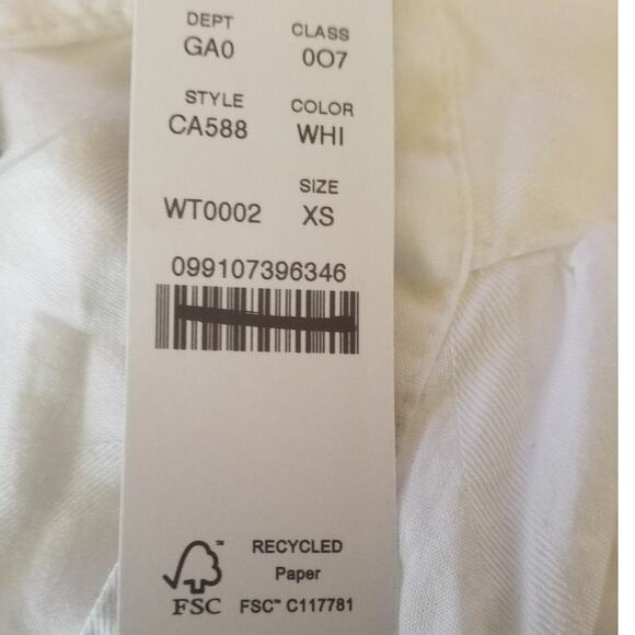 J Crew V Neck Tie Top White Cotton Blend Dobby XS NWT Casual Minimal - Picture 6 of 7